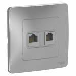 Розетка 2гн комп+ТФ RJ45+RJ11 с/у алюминий кат.5е Blanca Systeme Electric
