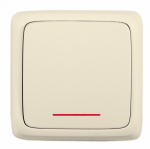 Переключатель 1-клавиш. с подсветкой LED в сборе 10А 250В о/у бежевый глянц. IP20 HEGEL