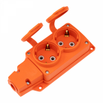 Розетка (колодка) влагозащищенная с крышкой 2 гнезда COMPACT, с/з, 16А, IP54, каучук, оранжевая REXANT Розетка (колодка) влагозащищенная с крышкой 2 гнезда COMPACT, с/з, 16А, IP54, каучук, оранжевая REXANT