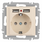 Розетка Intro Accent 6-410-02 , P+E Schuko со шторками, 16А-250В + 2хUSB, IP20, СУ, слоновая кость Розетка Intro Accent 6-410-02 , P+E Schuko со шторками, 16А-250В + 2хUSB, IP20, СУ, слоновая кость