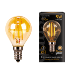 Лампа Gauss Filament Шар 5W 400lm 2700К Е14 golden LED 1/10/50 Лампа Gauss Filament Шар 5W 400lm 2700К Е14 golden LED 1/10/50