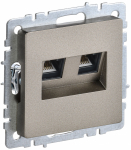Розетка 2гн комп+комп RJ45+RJ45 с/у шампань механизм кат.5е РК10-2-БрШ BRITE IEK (1/10/100)
