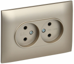 Розетка 2гн без З/К шторки с/у шампань в сборе 10А SK-R09Sh SKANDY IEK (1/10/100)