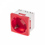 Розетка электрическая 45x45, CEE 7/4, 2K+3, 16A, красная REXANT