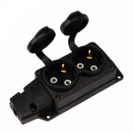 Розетка (колодка) влагозащищенная с крышкой 2 гнезда COMPACT, с/з, 16А, IP54, каучук, черная REXANT Розетка (колодка) влагозащищенная с крышкой 2 гнезда COMPACT, с/з, 16А, IP54, каучук, черная REXANT