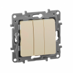 Выключатель трёхклавишный - Legrand Etika - 10А 250В винтовые зажимы - слоновая кость Выключатель трёхклавишный - Legrand Etika - 10А 250В винтовые зажимы - слоновая кость