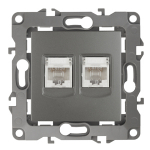 Розетка 2гн комп+комп RJ45+RJ45 с/у графит механизм кат.5е 12-3108-12 Эра12 ЭРА (10/100/2500)