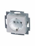 Розетка с заземлением со шторками, Levit, жемчуг/ледяной