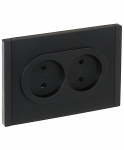 Розетка 2гн без З/К шторки с/у черный безвинт.клем 10А FP125 FORTE&PIANO IEK (1/10/100)