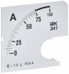 Шкала смен. для амперметра Э47 75/5А-1,5 72х72мм IEK Шкала смен. для амперметра Э47 75/5А-1,5 72х72мм IEK