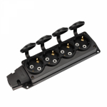 Розетка (колодка) влагозащищенная с крышкой 4 гнезда COMPACT, с/з, 16А, IP54, каучук, черная REXANT Розетка (колодка) влагозащищенная с крышкой 4 гнезда COMPACT, с/з, 16А, IP54, каучук, черная REXANT