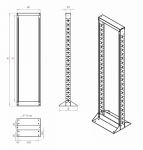 Открытая стойка 19-дюйм 42U однорамная черный (RAL 9005) Hyperline ORL1-42-RAL9005