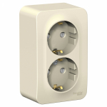 Розетка 2гн с З/К шторки о/у молочный 16А IP20 Blanca Schneider Electric