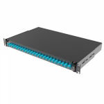 Оптическая полка выдвижная 1U с адатерами 24 х duplex LC ОМ3 в комплекте с лицевой панелью, пигтейлами, сплайс-кассет(ой/ами) и гиль Оптическая полка выдвижная 1U с адатерами 24 х duplex LC ОМ3 в комплекте с лицевой панелью, пигтейлами, сплайс-кассет(ой/ами) и гиль