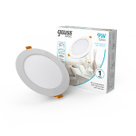 Светильник Gauss Basic Downlight круг 9W 720lm 4000K 170-260V IP20 120*26 белый LED 1/100