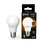 Лампа светодиод 7Вт груша A60 Е27 3000К 680Лм матовая Gauss Black (1/10/50) Лампа светодиод 7Вт груша A60 Е27 3000К 680Лм матовая Gauss Black (1/10/50)