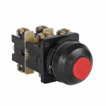 Кнопочный выкл. в сборе плоск., 1 упр. элемент красный круг. линза, КЭАЗ