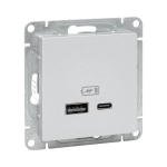 Розетка USB-A+С, алюминий Эпика EKF