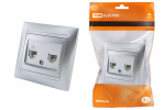 Розетка 2гн комп+ТФ RJ45+RJ11 с/у серебряный металлик в сборе кат.5е Лама TDM Розетка 2гн комп+ТФ RJ45+RJ11 с/у серебряный металлик в сборе кат.5е Лама TDM