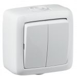 Выключатель 2кл о/у белый 10А IP44 ALFA Hegel (1/15) Выключатель 2кл о/у белый 10А IP44 ALFA Hegel (1/15)