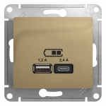 Розетка 2гн USB+USB typeА+ typeС с/у титан механизм 5В/2,4А 2х5В/1,2А Glossa Systeme Electric (1) Розетка 2гн USB+USB typeА+ typeС с/у титан механизм 5В/2,4А 2х5В/1,2А Glossa Systeme Electric (1)