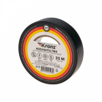 Изолента черная 19/25м толщина 0,13мм ПВХ KRANZ (5/5/200)