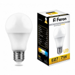 Лампа светодиодная, (7W) 230V E27 2700K A60, LB-91
