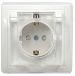 Розетка 1гн с З/К с крыш. шторки с/у белый керамика 16А IP44 РСбш10-3-ККБ-44 Кварта GENERICA IEK (1/8/160)