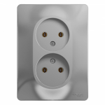 Розетка 2гн без З/К с/у алюминий в сборе 16А Glossa Systeme Electric  (1/15)