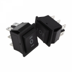 Выключатель клавишный 250V 15А (6с) (ON)-OFF-(ON) черный с нейтралью Б/Фикс Rexant (10/10/500)