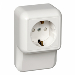 Розетка SE Прима 1-мест. в сборе с корпусом с З/К откр. уст-ки16А 220-250В со шторками IP20 белый