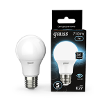 Лампа светодиод 7Вт груша А60 Е27 4100К 710Лм матовая Gauss Black (1/10/50) Лампа светодиод 7Вт груша А60 Е27 4100К 710Лм матовая Gauss Black (1/10/50)