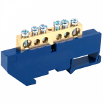 Шина "N" нулевая с синим изолятором на DIN-рейку 8x12мм стойка бол. 6 групп REXANT