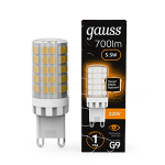 Лампа светодиод 5,5Вт G9 капсула 3000К 560Лм керамика AC185-265V Gauss Black (1/10/200)
