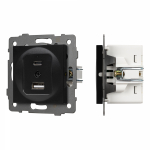 Механизм USB розетки SCT-MUAC-PL-BK-V (5V, 3A, QC4) (Arlight, -)