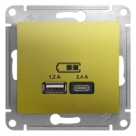 Розетка 2гн USB+USB A+C с/у фисташковый механизм 5В/2.4А 2х5В/1.2А Glossa Systeme Electric Розетка 2гн USB+USB A+C с/у фисташковый механизм 5В/2.4А 2х5В/1.2А Glossa Systeme Electric