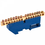 Шина "N" нулевая с синим изолятором на DIN-рейку 6x9мм стойка бол. 16 групп REXANT