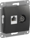 Розетка 2гн комп+ТВ RJ45+TV с/у антрацит механизм кат.5е Glossa Systeme Electric  (1/10)