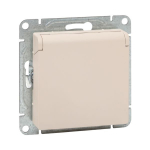 Механизм розетки, 16А, IP44, с заземлением, со шторками, c крышкой, кремовый Эпика EKF