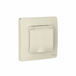 BLANCA С/У IP44 РОЗЕТКА с заземл. со шторк., с крышкой, 16А, 250В, МОЛОЧНЫЙ