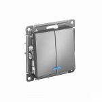 Выключатель 2кл с подсв с/у сталь механизм AtlasDesign Systeme Electric