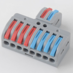 Клемма СМК 3x4 проxодная разветвительная 2 полюса, с монтажной площадкой (1 ввод, 4 вывода на полюс) (25 шт/уп) REXANT