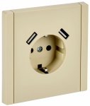 Розетка 1гн с З/К+2хUSB A+A шторки с/у ваниль винт.клем 3,1А 16А FP445 FORTE&PIANO IEK (1/10/100)
