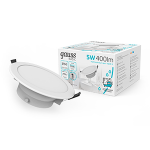 Светильник Gauss Basic Downlight круг 5W 400lm 4000K 210-240V IP54 90*44 белый LED 1/40