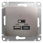 Розетка 2гн USB+USB A+C с/у платина механизм 5В/2.4А 2х5В/1.2А Glossa Systeme Electric Розетка 2гн USB+USB A+C с/у платина механизм 5В/2.4А 2х5В/1.2А Glossa Systeme Electric