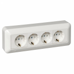 Розетка 4гн с З/К шторка о/у белый монт.пласт. 16А IP20 (розн. упак) Прима Schneider Electric (22)