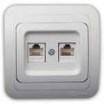 Розетка 2гн ТФ+ТФ RJ11+RJ11 с/у белый Mimoza Makel