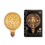 Лампа Gauss Filament G120 4W 380lm 2400К Е27 golden Carat LED 1/20