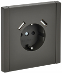 Розетка 1гн с З/К+2хUSB A+A шторки с/у серый винт.клем 3,1А 16А FP345 FORTE&PIANO IEK (1/10/100)