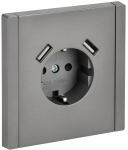 Розетка 1гн с З/К+2хUSB A+A шторки с/у сталь винт.клем 3,1А 16А FP545 FORTE&PIANO IEK (1/10/100)